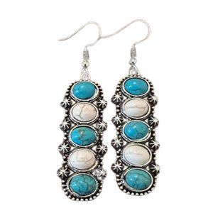 Marble Stone Hook Earrings